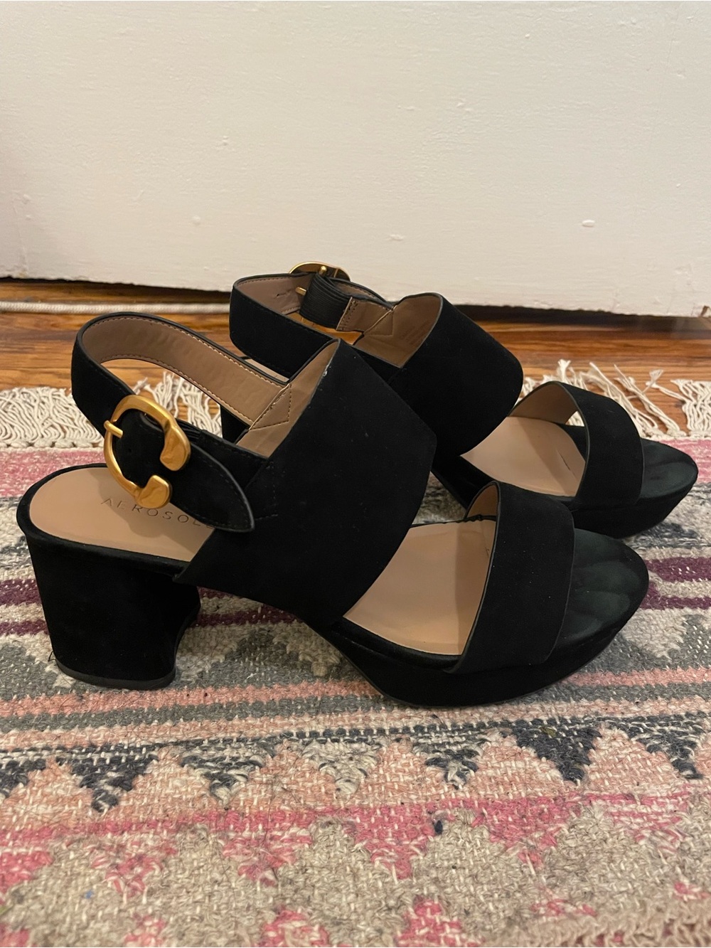 Aerosoles Camera Black Suede Sandals - size 8.5 - Picture 2 of 6